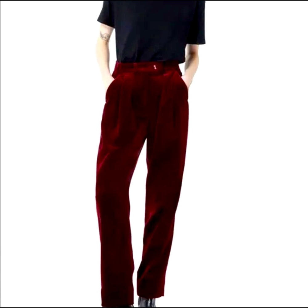 THE KOOPLES BURGUNDY CARROT PANTS IN VELVET